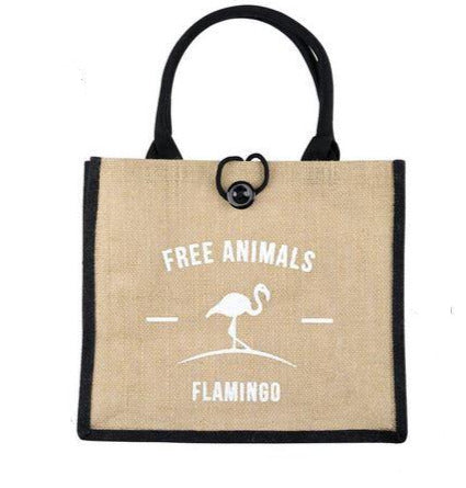 sac cabas fourre tout shopping flamant rose toile