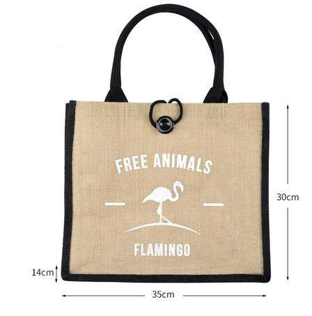 grand sac toile flamant rose