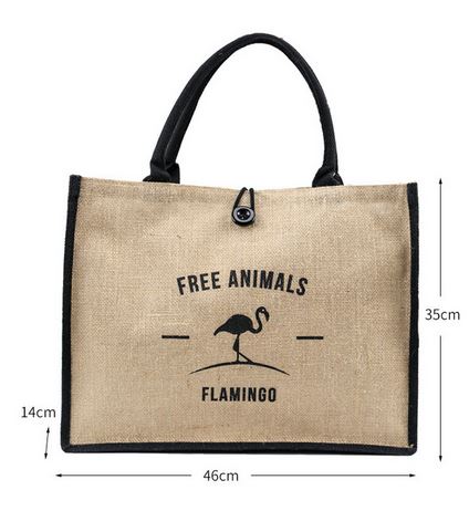 grand sac de plage shopping en toile flamant rose