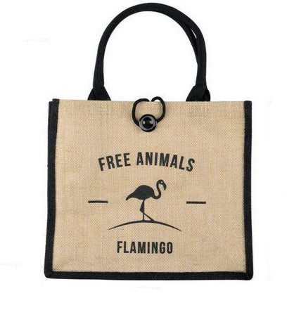 sac de plage en toile fourre tout flamant rose