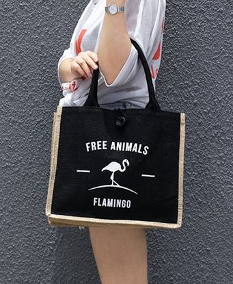 petit sac toile fourre tout flamant rose