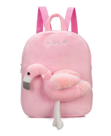 sac avec peluche doudou flamant rose