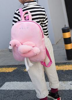 sac d'ecole doudou flamant rose maternelle