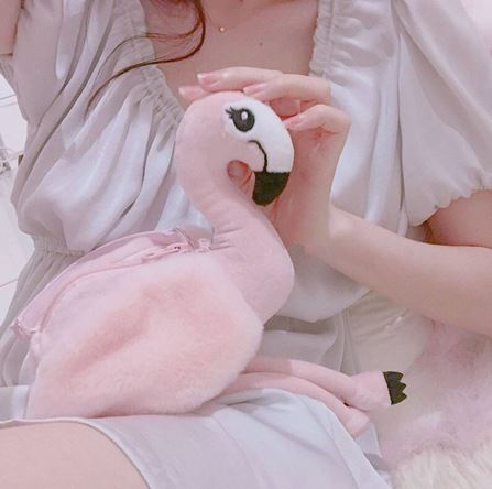 sac tout doux en peluche flamant rose