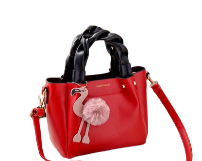 sac a main flamant rose rouge cuir mikael