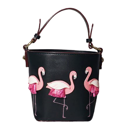 sac a main noir flamant rose cuir