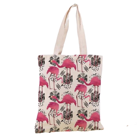 sac toile flamant rose et forme géométrique