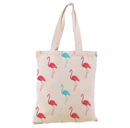 sac de plage ou piscine flamant rose en coton écologique vegan
