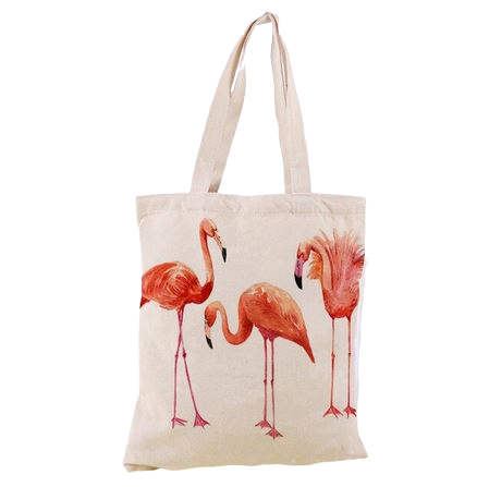 sac qui se plie pour les courses flamant rose toile