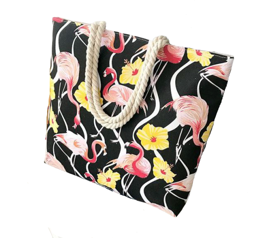sac de plage flamant rose fleur tropical