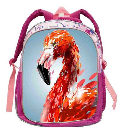 sac a dos imprime flamant rose artistique
