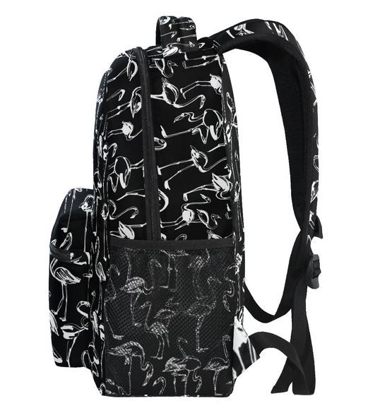 sac a dos flamant rose noir et blanc