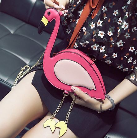 sac cuir forme de flamant rose