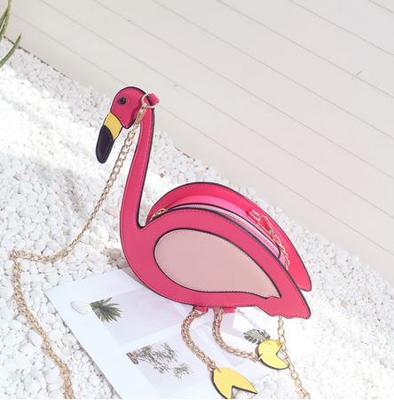 sac bandoulière cuir flamant rose