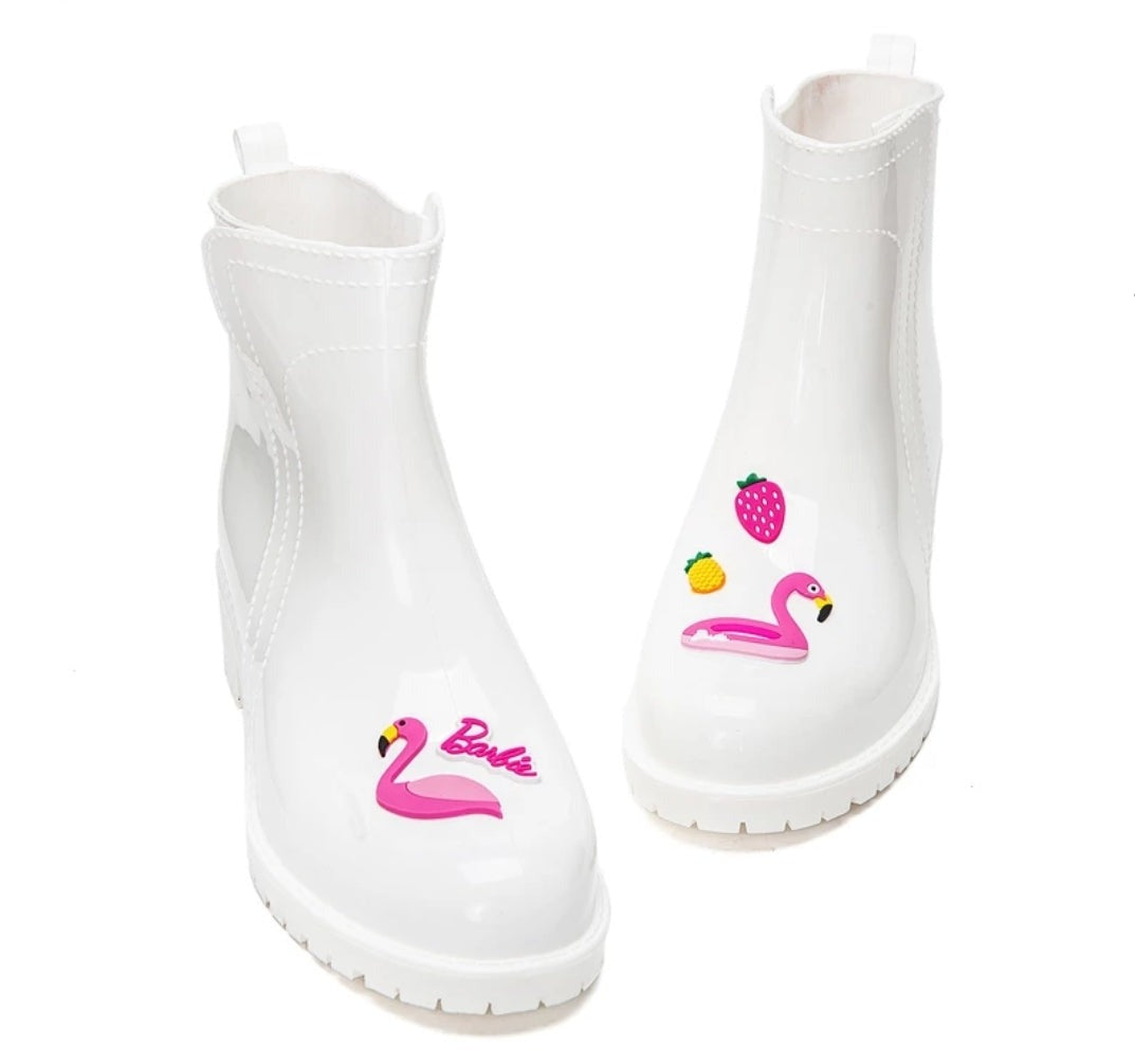 Bottes en caoutchouc flamant rose