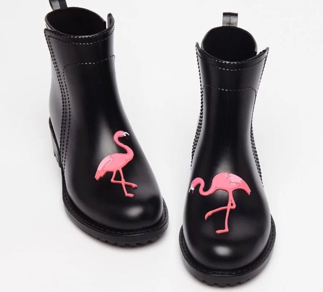 Bottes flamant rose femme
