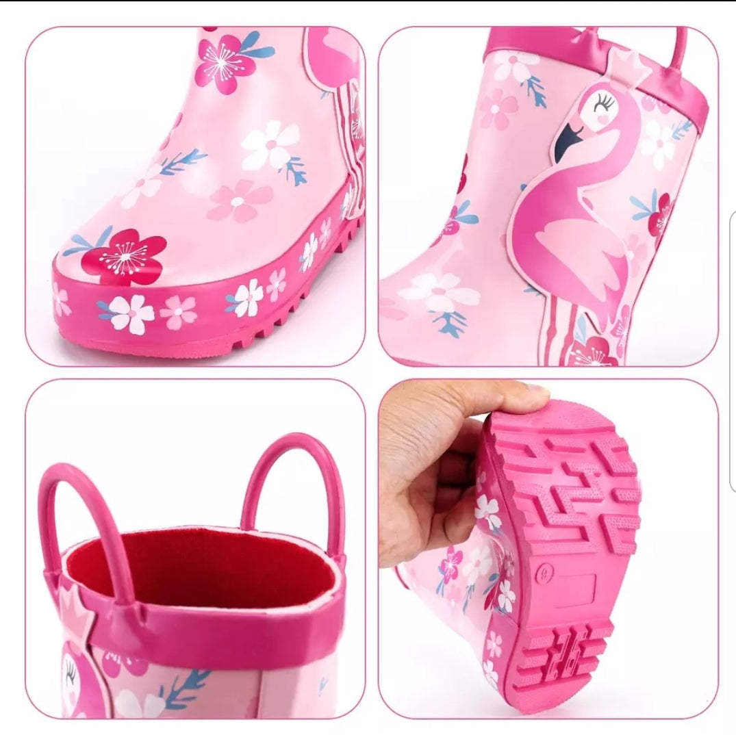 Bottes en caoutchouc flamant rose