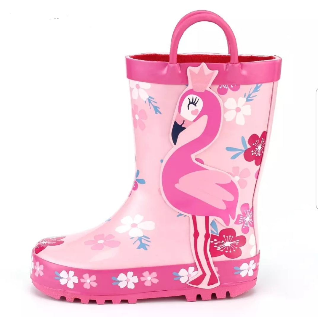 Bottes de pluie flamant rose pour fille