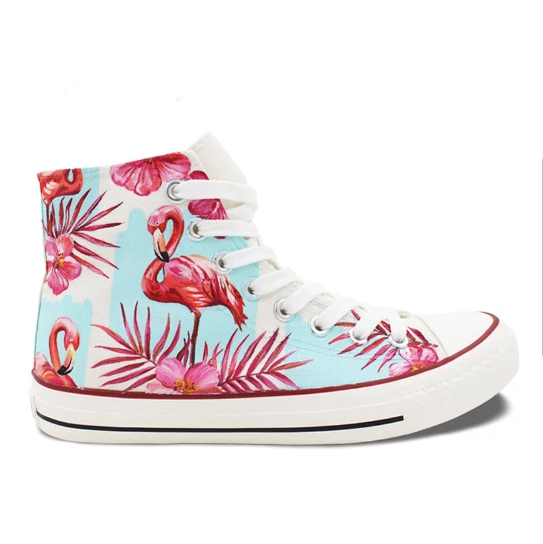 Baskets flamant rose