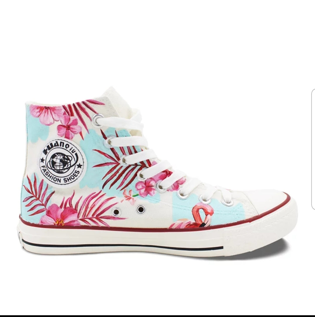 Baskets montantes flamant rose