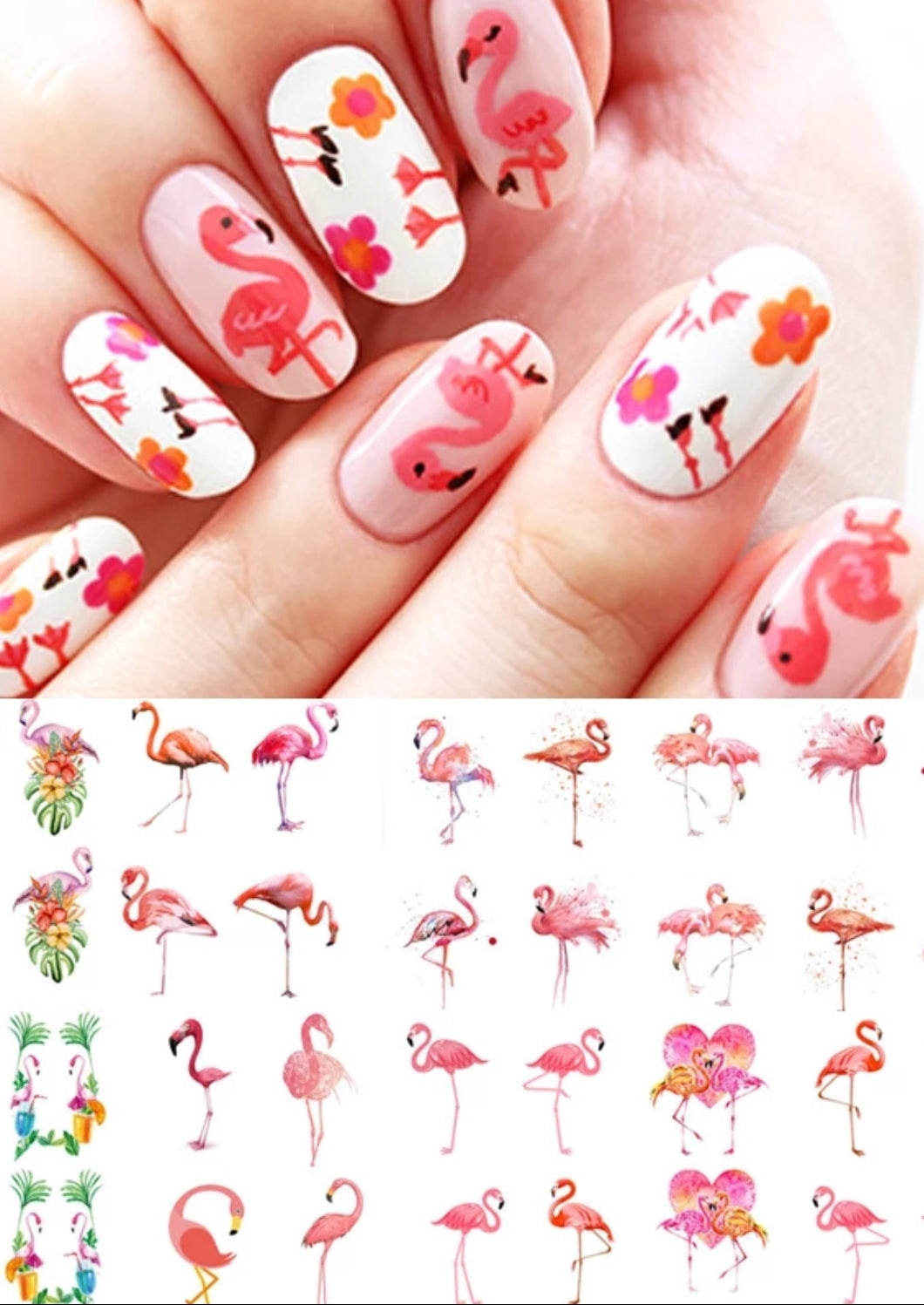 Nail art flamingo
