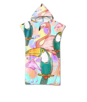 peignoir flamant rose a capuche