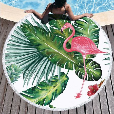 tapis de yoga rond flamant rose