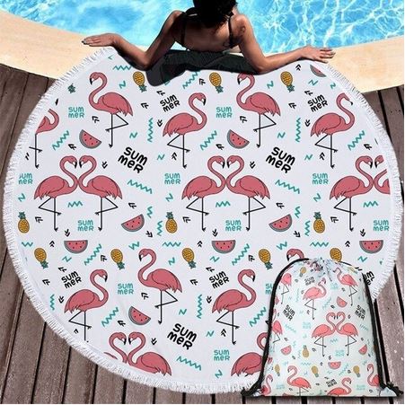 belle serviette de piscine flamant rose ronde