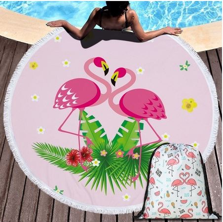 serviette ronde romantique flamant rose