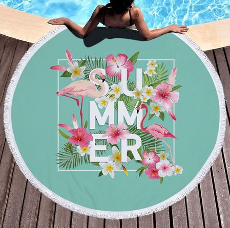 serviette de plage fleuri tendance flamant rose