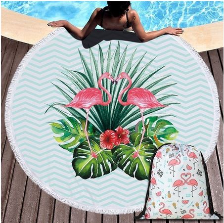 serviette ronde chic flamant rose