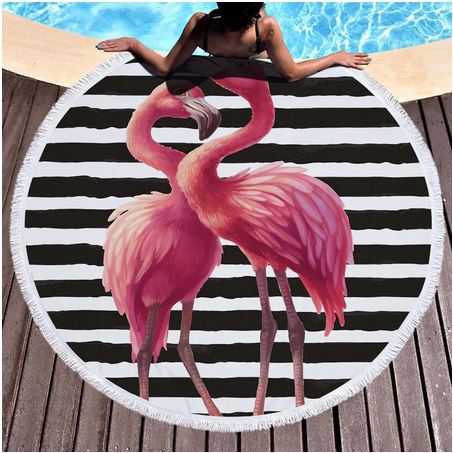 belle serviette ronde tendance flamant rose