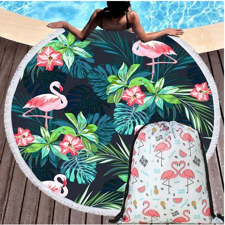 serviette de plage facile a transporter flamant rose