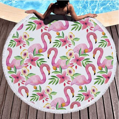 serviette ronde nappe flamant rose