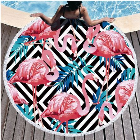 serviette ronde microfibre tendance flamant rose