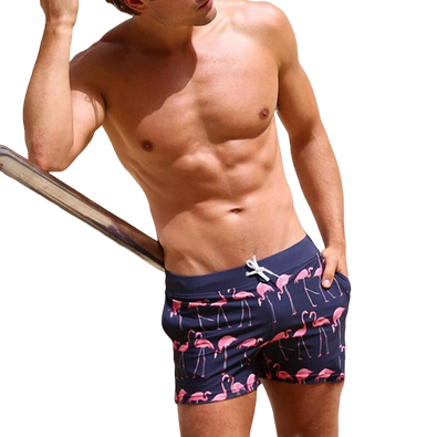short de bain flamant rose homme marine abdo