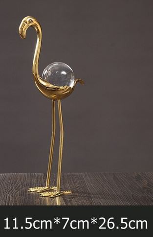 statue flamant rose cristal cuivre