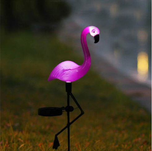 statue flamant rose solaire