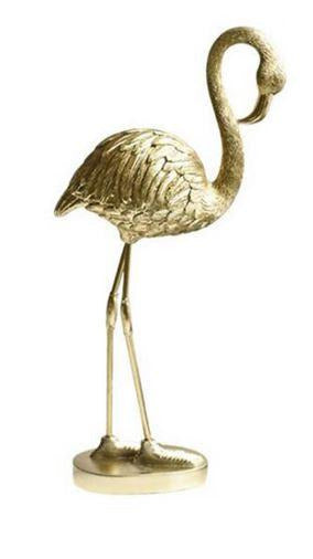 statue flamant rose couleur or