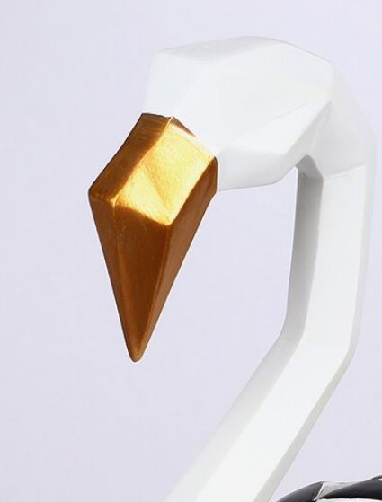 statue flamant rose peint a la main or
