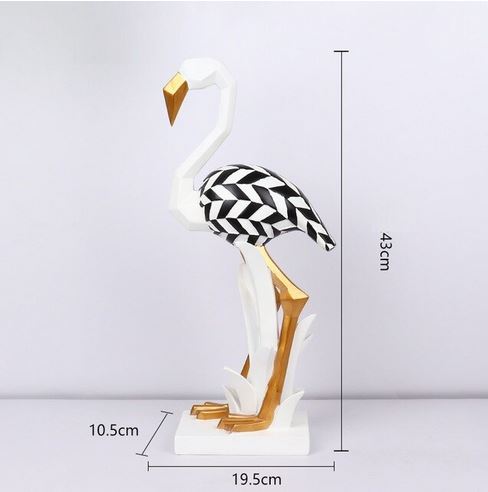 statue flamant rose or blanc noir
