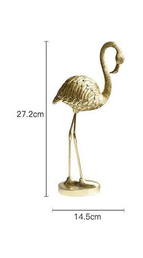 statue flamant rose dore