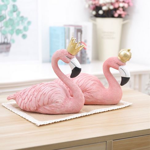 couple royal de flamant rose resine