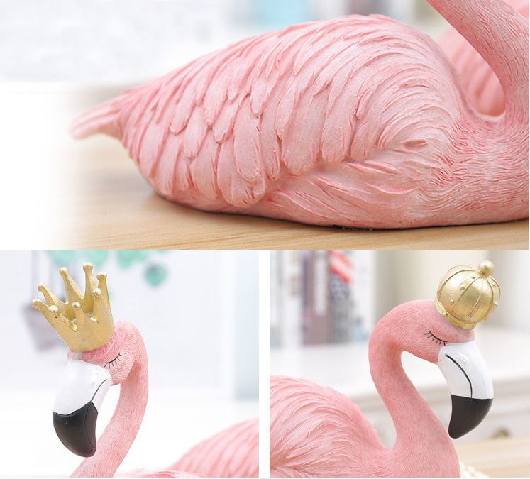 roi et reine flamant rose resine