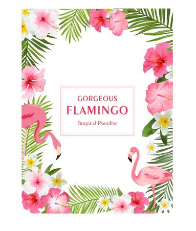 sticker autocollant transparent pour encadrement flamant rose paradisiaque