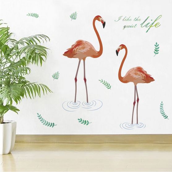flamant rose en sticker mural