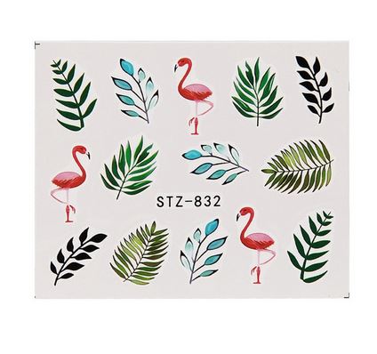 planche de stickers pour nail art flamant rose