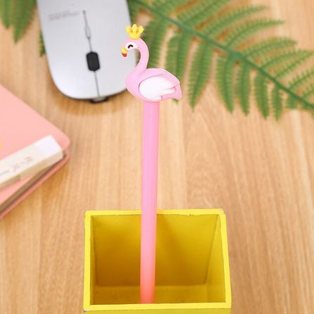 stylo flamant rose avec embout oiseau
