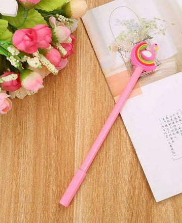 stylo flamant rose arc en ciel pour fille école