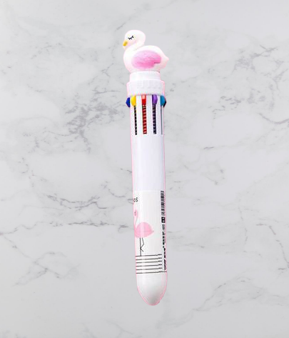 stylo bille flamant rose plusieurs couleurs